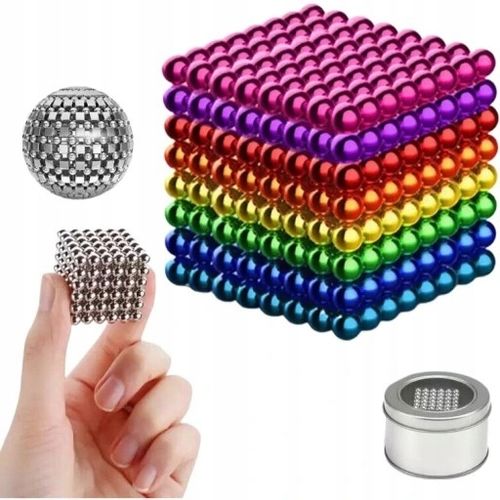TĘCZA KULKI MAGNETYCZNE CUBE 8 KOLORÓW KULA GADŻET ANTYSTRESOWY 5MM 216 SZT na Arena.pl