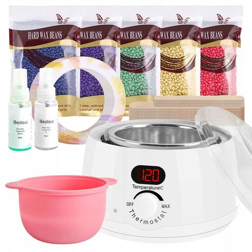 Zestaw do depilacji PODGRZEWACZ 5x wosk twardy LED wyświetlacz 500ml na Arena.pl
