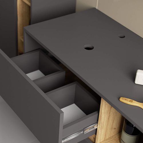 SZAFKA ŁAZIENKOWA POD UMYWALKĘ Z OTWORAMI VAMI W90 UM 2SZ 2P GRAFIT SZARY na Arena.pl