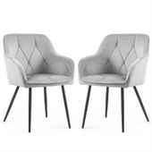 2x Krzesło welurowe tapicerowane do salonu DIAMANTE Szare Czarne nogi