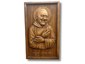 Płaskorzeźba Ojciec Pio w ramie obraz drewniany do powieszenia 30cm prezent