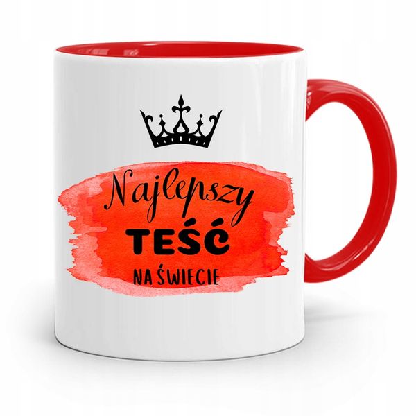 Kubek Czerwony Dla Teścia Najlepszy Teść Świata Z Nadrukiem Ze Zdjęciem zdjęcie 1