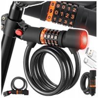ZAPIĘCIE DO ROWERU BLOKADA ROWEROWA LINKA 120cm SZYFR 5 CYFR + lampka tył