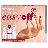 SEMILAC 3STEP EASY OFF SET ZESTAW DO PAZNOKCI LED LIGHT TOP BAZA LAKIER L19