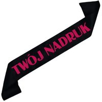 Szarfa czarna  z Twoim nadrukiem w kolorze fuksji