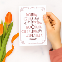 Babcia Krzyżówka - kartka okolicznościowa na prezent dla babci BABCIA