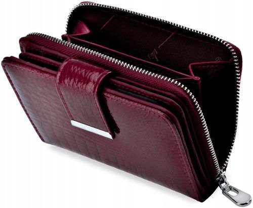 Lakierowany PORTFEL Damski SKÓRZANY Pojemny Portmonetka SKÓRA Pakowny na Arena.pl