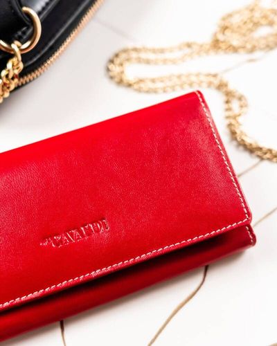 skórzany portfel damski w orientacji poziomej na zatrzask - 4u cavaldi na Arena.pl