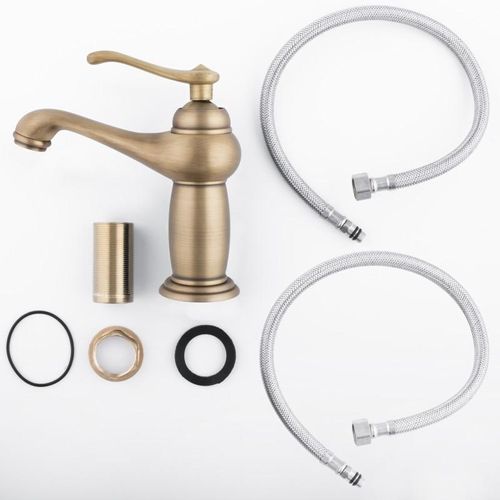 Bateria umywalkowa stojąca retro kran złota na Arena.pl