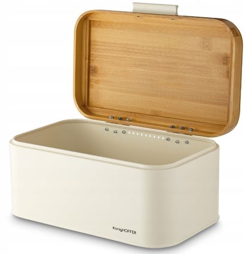 CHLEBAK STALOWY Z POKRYWA BAMBUSOWA POJEMNIK NA PIECZYWO CHLEB BUŁKI na Arena.pl