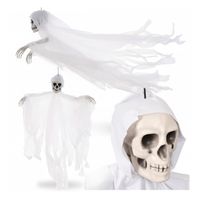 Dekoracja ozdoba halloween zjawa upiór duch szkielet wiszący biały 75 cm