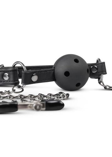 Knebel-Open Ball Gag With Nipple Clamps na Arena.pl