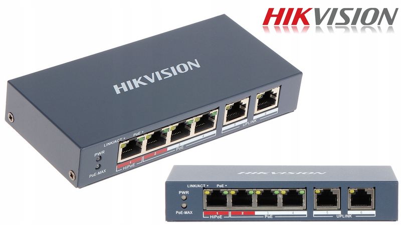 SWITCH PoE DS-3E0106HP-E 6-PORTOWY Hikvision zdjęcie 13