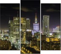 90 80CM OBRAZ T3 ELEM WARSZAWSKIE ŚRÓDMIEŚCIE NOCĄ DRUK ŚCIENNY