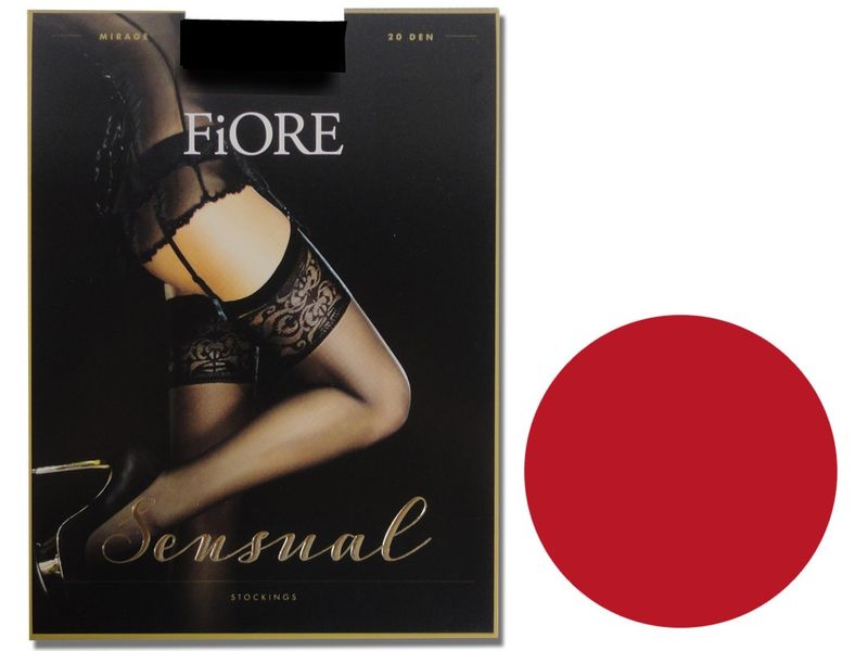 Pończochy do pasa z szeroką koronką Fiore Red 2 zdjęcie 1