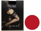 Pończochy do pasa z szeroką koronką Fiore Red 2