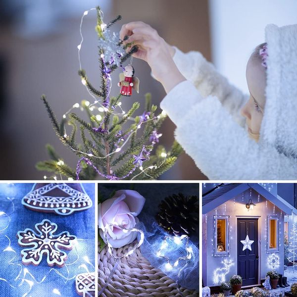 LAMPKI DRUCIK 80 LED MIKRO GIRLANDA BIAŁY ZIMNY AA zdjęcie 5