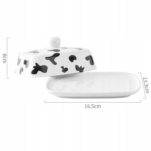 ŁACIATA BIAŁA MASELNICZKA CERAMICZNA POJEMNIK NA MASŁO Z POKRYWKĄ na Arena.pl