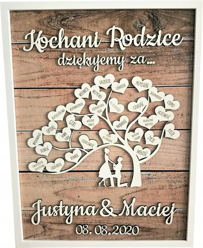 PODZIĘKOWANIE DLA RODZICÓW NA ŚLUB WESELE PREZENT MAMY TATY PAMIĄTKA DUŻA na Arena.pl