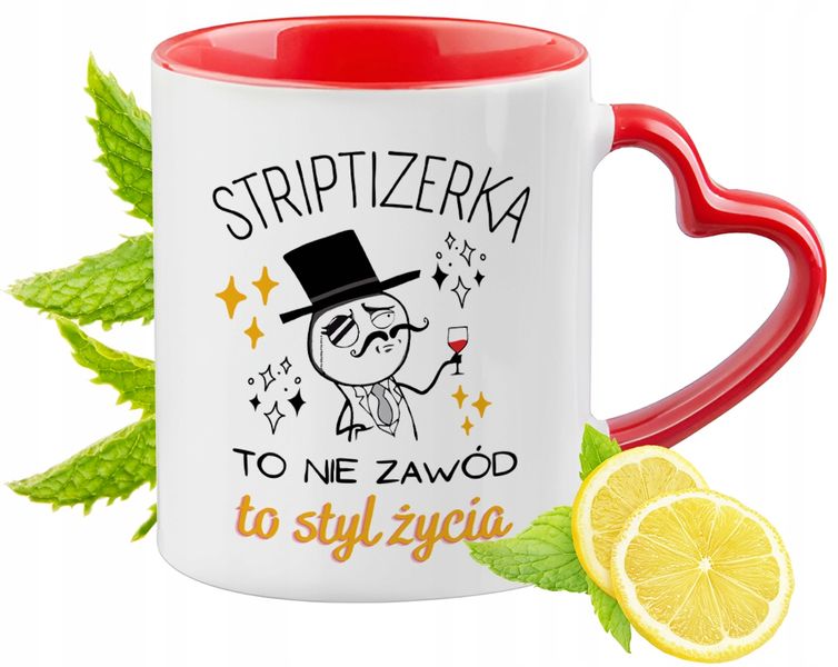 Kubek Czerwony Z Uszkiem W Kształcie Serca Dla Striptizerki Na Prezent zdjęcie 1