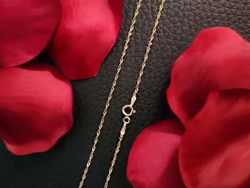 Łańcuszek ze złota 585 elegancki splot singapur 55cm na prezent 14kt modny zdjęcie 3