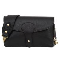 VERA PELLE torebka damska skórzana listonoszka z paskiem V725 czarna