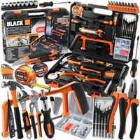 WALIZKA NARZĘDZIOWA 100 SZT KLUCZE BITY WKRĘTAKI MŁOTEK SZCZYPCE CRV BLACK