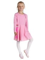 Sukienka dziewczęca rozkloszowana z długim rękawem różowa 122 YOCLUB