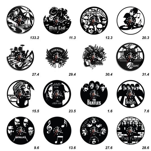 Zegar Ścienny z płyty winylowej na lustrze MUZYKA  48 wzorów 59x29 cm na Arena.pl