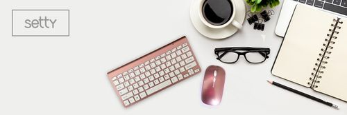 Klawiatura bezprzewodowa rose gold do komputera QWERTY różowa mała bez num na Arena.pl