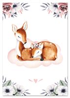 Plakat dla dziecka, sarenka, chmurka różowe plakaty 29,7x42 cm A3
