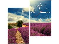 60X60CM ZEGAR LAWENDOWY KRAJOBRAZ OBRAZ DREWNO ŚCIAN KWADRAT