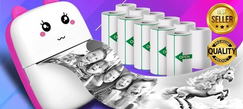 MINI DRUKARKA TERMICZNA DRUKUŚ ORYGINALNY DO ZDJĘĆ NOTATEK + 11SZT ROLEK na Arena.pl