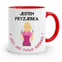 Kubek Czerwony Fryzjera Fryzjerki To Moja Supermoc Z Nadrukiem Ze Zdjęciem