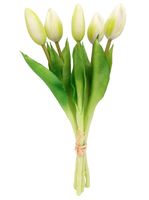TULIPAN SILIKONOWY SZTUCZNE TULIPANY BUKIET 5 sztuk 28 cm BIAŁE