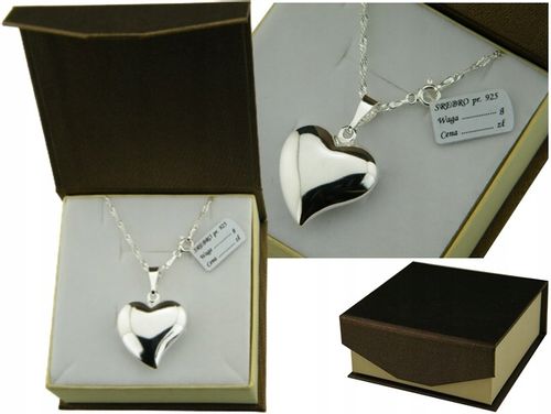 WYJĄTKOWE SERDUSZKO Z ŁAŃCUSZKIEM SINGAPUR DŁUGOŚĆ 45 CM SREBRO PRÓBY 925 na Arena.pl