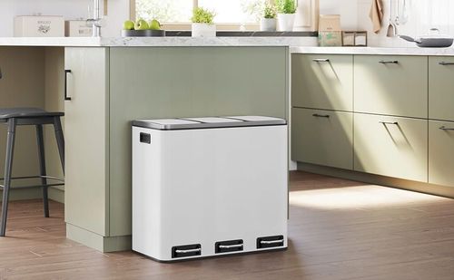 Kosz do segregacji śmieci biały 54L 3x18L z uchwytami i pokrywą na Arena.pl