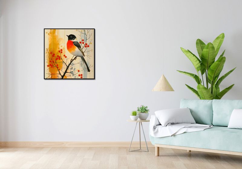 Plakat 70x70cm Jesienny Rudzik zdjęcie 4