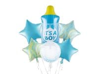 Zestaw balonów, Butelka z napisem It's a Boy, 6 szt. [balony na hel]