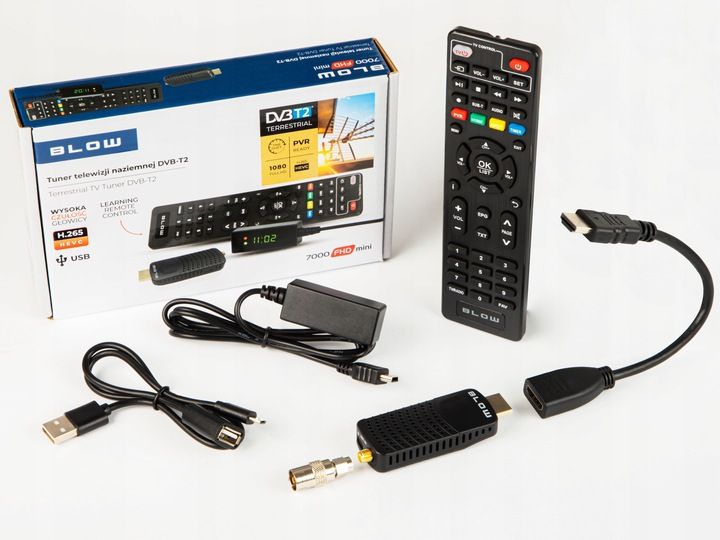 2 SZT DEKODER TUNER TV DVB-T2 HEVC H.265 FULL HD MINI STICK PILOT BATERIE zdjęcie 4