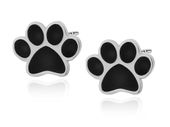 Delikatne rodowane srebrne kolczyki kwiaty psie kocie łapki czarna emalia srebro 925 Z1846ER