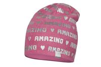 BROEL Elena czapka dla dziewczynki napisy różowa 46-48