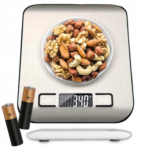 WAGA KUCHENNA ELEKTRONICZNA LCD DO 10KG OD 1G SREBRNA DOMOWA DOKŁADNA na Arena.pl