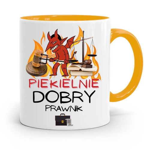 Kubek Żółty Dla Prawnika Piekielnie Dobry Prawnik Z Nadrukiem Ze Zdjęciem na Arena.pl