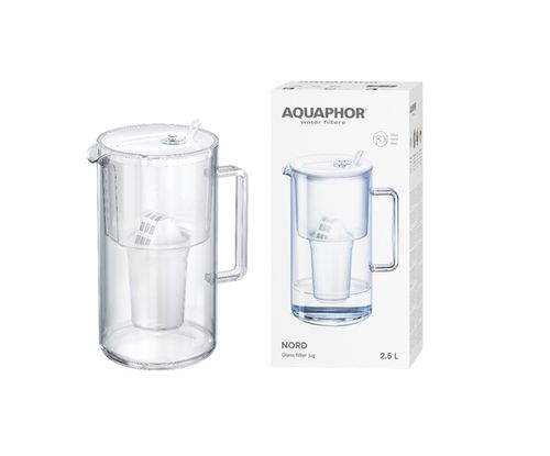 Dzbanek filtrujący szklany Aquaphor Nord 2,5l z wkładem A5 (350l), biały na Arena.pl