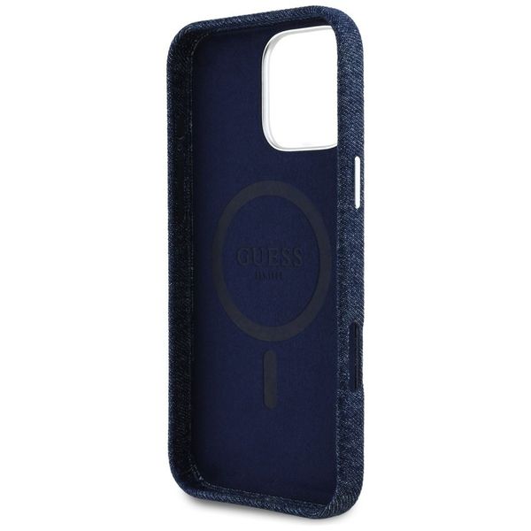Etui Guess Denim Triangle Logo MagSafe do iPhone 16 Pro niebieski zdjęcie 7