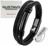 Bransoletka męska skórzana CZARNA z grawerem