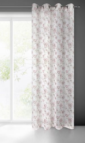 Firana gotowa na przelotkach AMBER 140x250 biała różowe beżowe kwiaty na Arena.pl