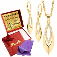 Złoty Zestaw Biżuterii Naszyjnik Kolczyki 925 + Upominek od Firmy GRATIS