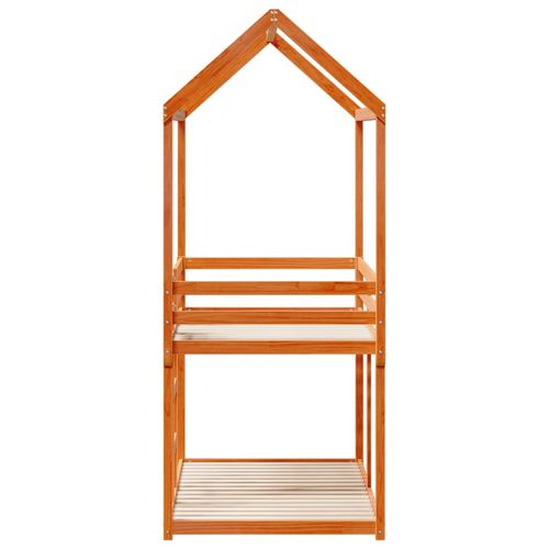 Łóżko z piętrem i daszkiem, woskowy brąz, 90x190 cm, sosnowe na Arena.pl